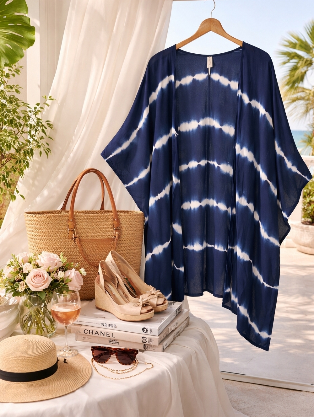 Aeropostale, Navy and White Tye Dye flowing cardigan. Gently used!!! Sz One Size - Picture 1 of 5